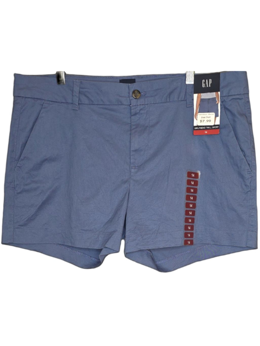GAP Girlfriend Twill Shorts Womens 14 Blue Stretch Cotton Chino Casual NWT